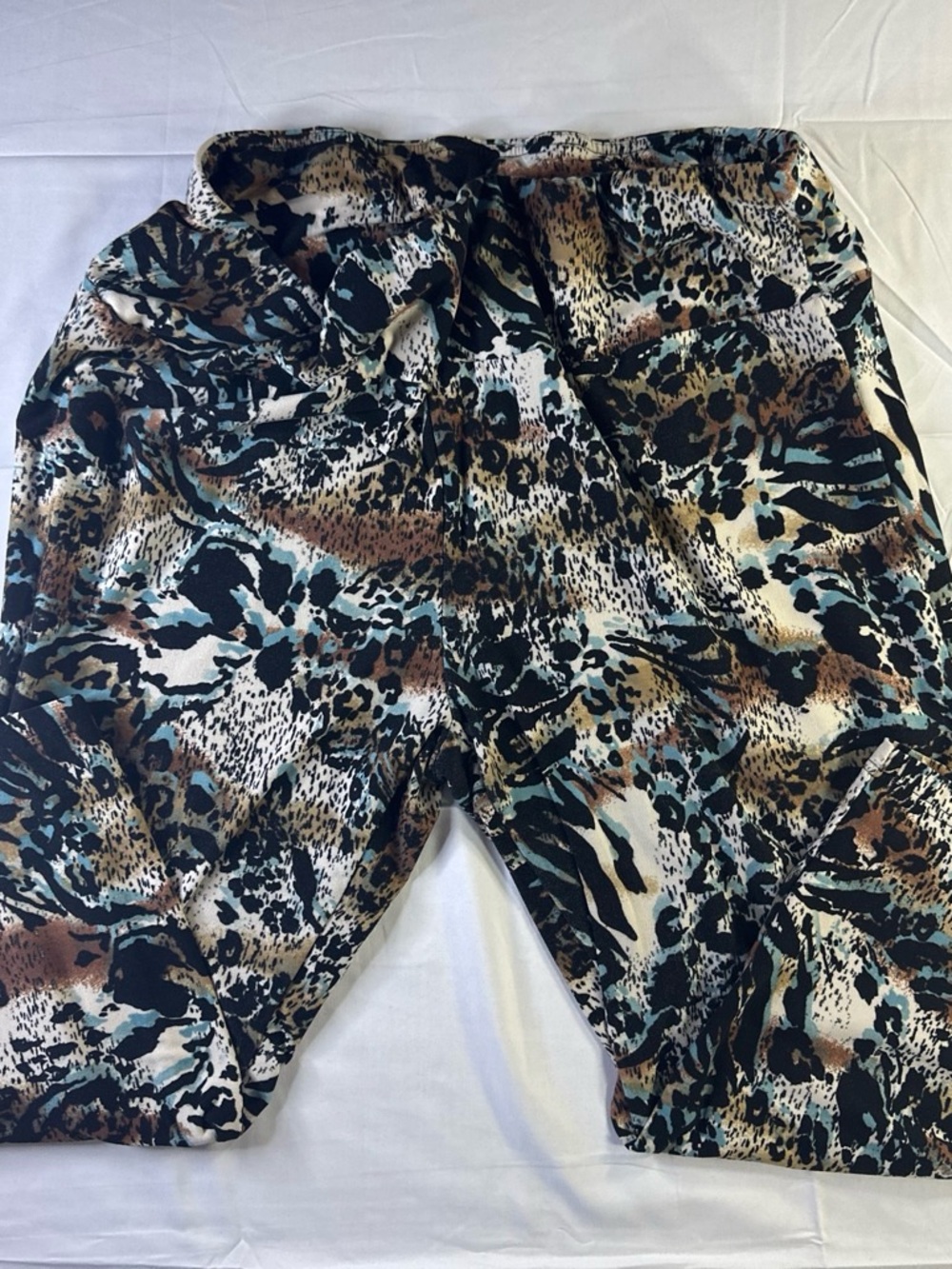 Terra & Sky Animal Print Shorts in Brown, Black, Cream, Blue